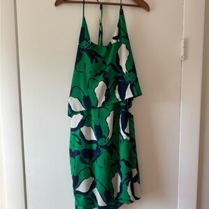Banana Republic Green and Navy Floral Mini Dress